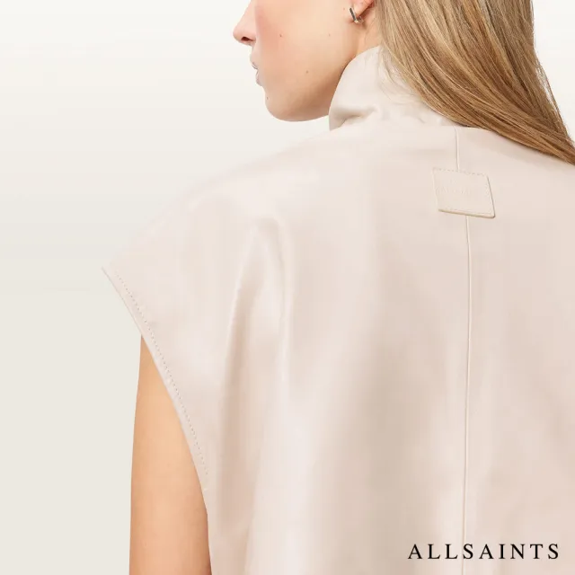 【ALLSAINTS】FLOR 寬鬆羊皮背心-白 W095LE(寬鬆版型)