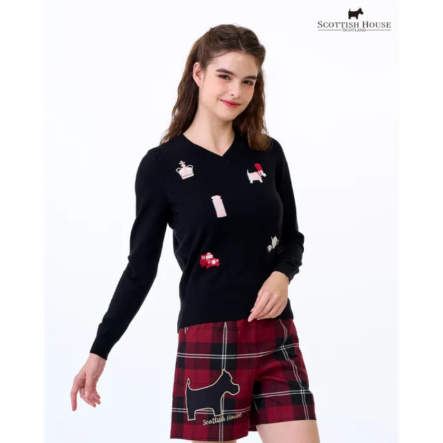 【SCOTTISH HOUSE】V領皇家圖素長袖針織- CIWB1454
