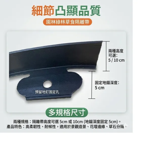【poko】綠化草石隔離帶 5公分寬*10米長(送地釘 L型綠色園藝裝飾膠板 隔離帶花園造型 擋土板 土石分離)