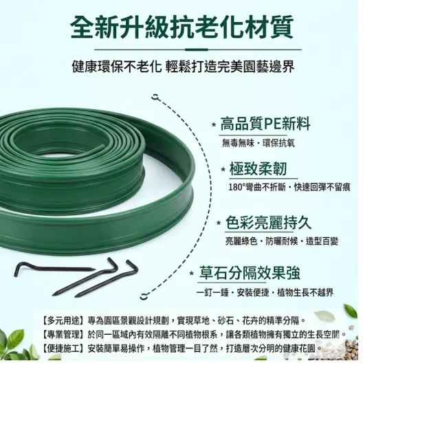 【poko】綠化草石隔離帶 10公分寬*10米長(送地釘 L型綠化帶 園藝裝飾 綠化隔離帶花園造型 擋土板 土石分離)