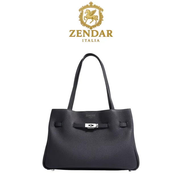 【ZENDAR】限量1折 頂級小牛皮手提包肩背包 安傑拉系列 全新專櫃展示品(黑色)