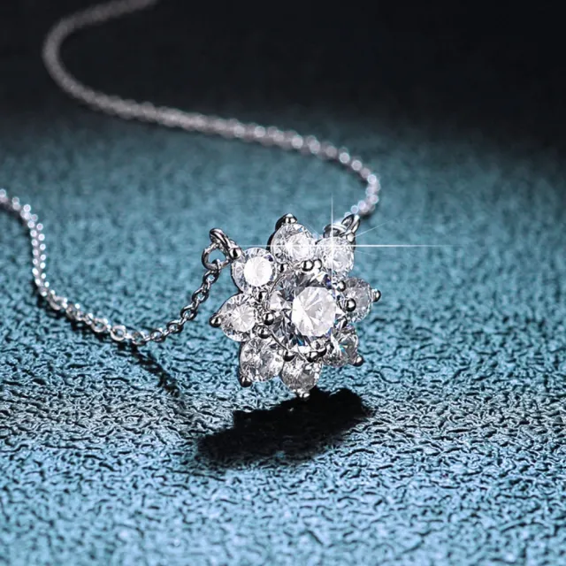 【巴黎精品】頂級莫桑鑽石925純銀骨鍊情侶對鍊-太陽雪花1克拉吊墜女飾品k3ac65
