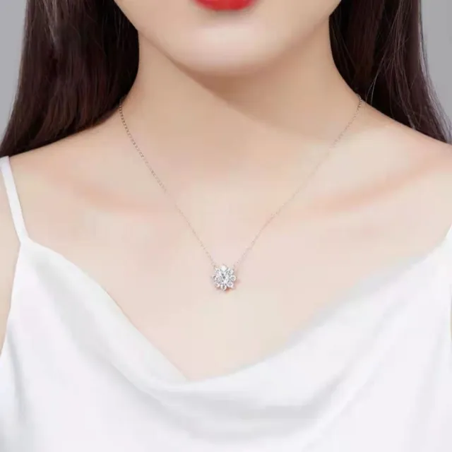 【巴黎精品】頂級莫桑鑽石925純銀骨鍊情侶對鍊-太陽雪花1克拉吊墜女飾品k3ac65