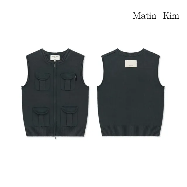 【MATIN KIM】官方旗艦 水洗工藝口袋針織背心(多款可選)