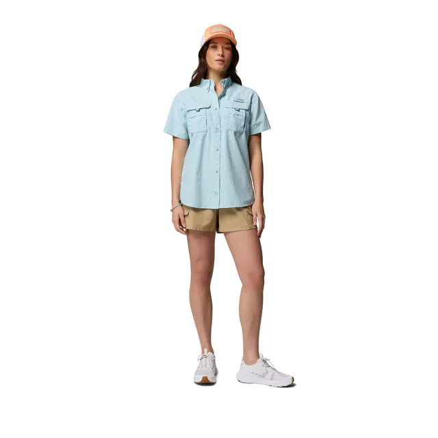 【Columbia 哥倫比亞】女款-超防曬UPF50短袖襯衫-Womens Bahama™ II SS-晴空藍(UFL64250HO/KS)