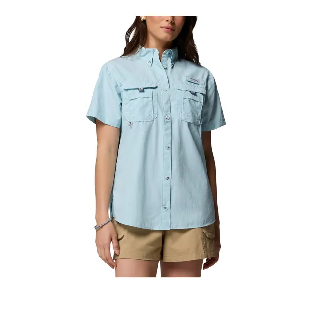 【Columbia 哥倫比亞】女款-超防曬UPF50短袖襯衫-Womens Bahama™ II SS-晴空藍(UFL64250HO/KS)