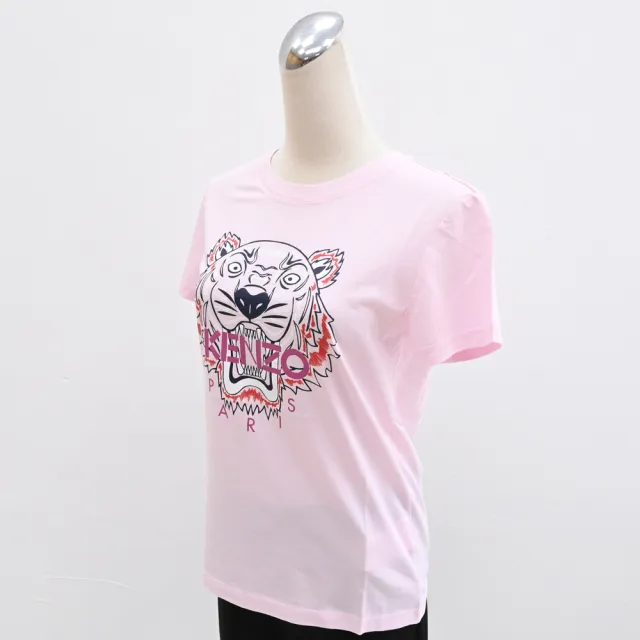 【KENZO】品牌LOGO撞色虎頭標誌素面棉質短T恤(粉)