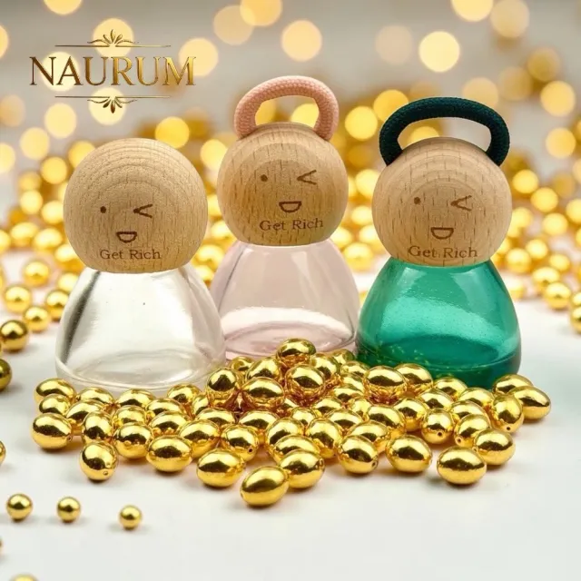 (NAURUM)黃金金豆黃金金蛋0.05錢3入組附贈精美萌萌公仔收納瓶(顏色隨機）