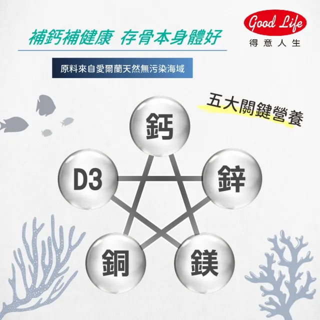【得意人生】天然愛爾蘭紅藻高鈣複方海藻鈣+D3 一入組(共60粒 每錠鈣502mg 紅藻鈣 鈣片 補鈣 鎂)