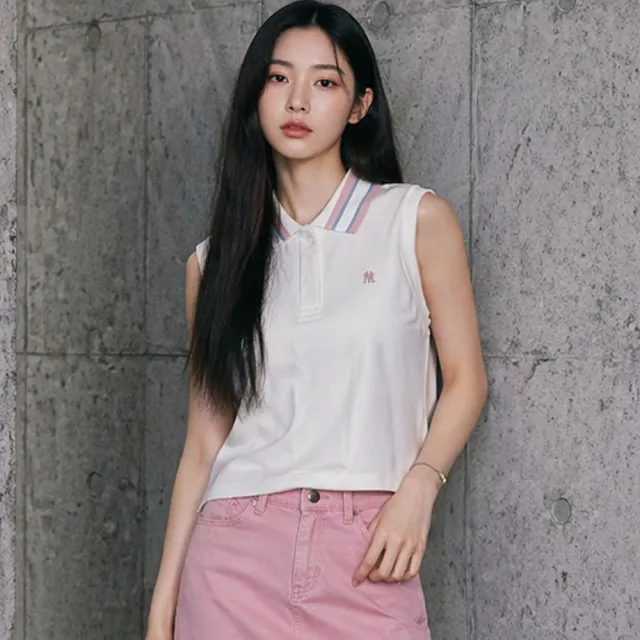 【MLB】女版翻領無袖T恤 紐約洋基隊 (3FPQB0363-50IVS)