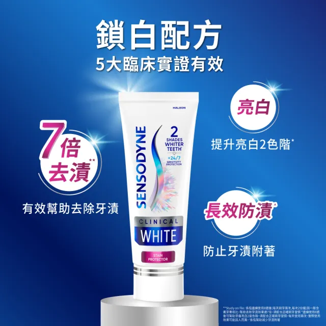 【SENSODYNE 舒酸定】進階護理 專研亮白抗敏牙膏100gX5(美白牙膏/去除牙漬/牙齒美白/抗敏感)