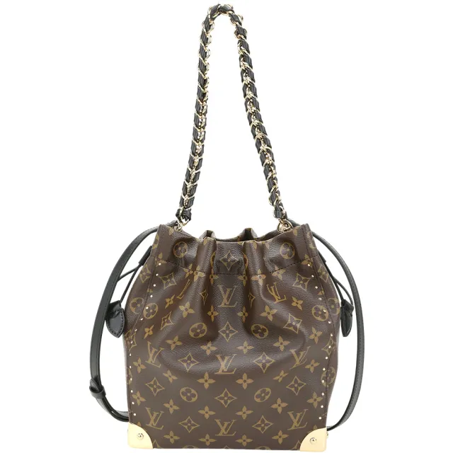 【Louis Vuitton 路易威登】LV M28515 Noe Trunk PM Monogram經典牛皮帆布兩用水桶包-咖啡x黑色