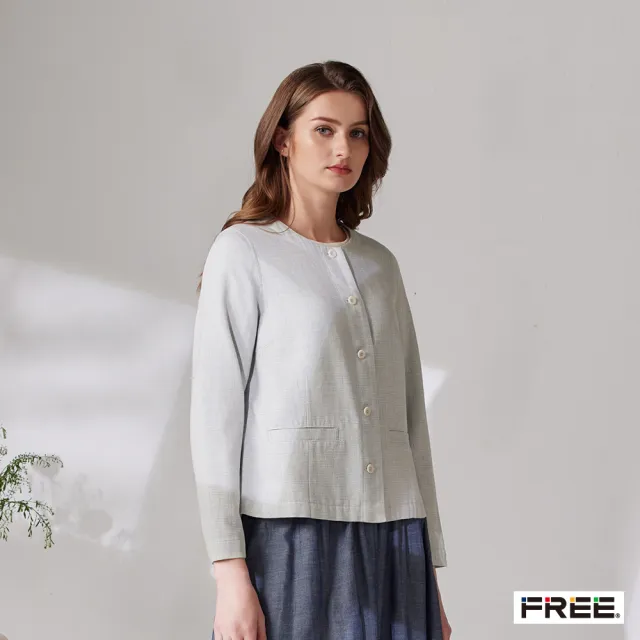 【FREE】有機草木染棉麻口袋短版外套