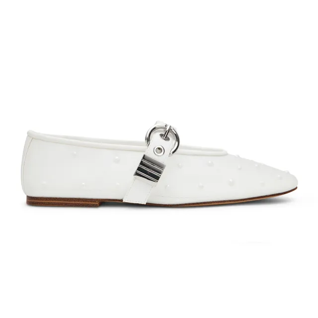 【steve madden】透膚波點鉚釘瑪莉珍鞋 LUCIA-ST(白色)