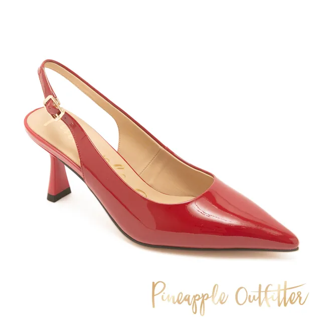 【Pineapple Outfitter】致命溫柔真皮後帶高跟鞋IAO(鏡紅色)