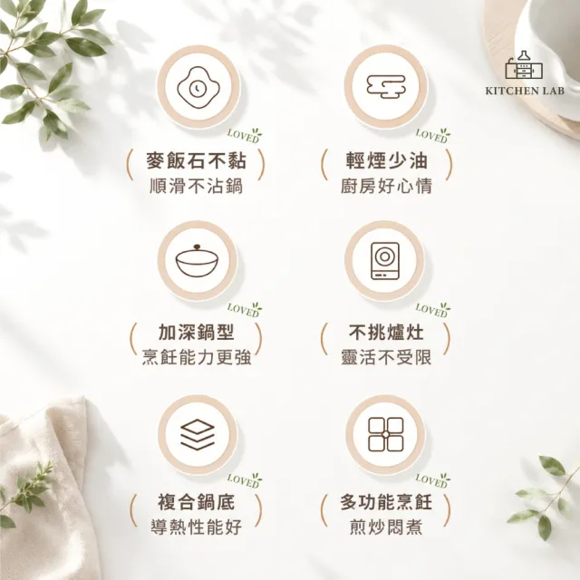 【Kitchen Lab 廚研所】正宗麥飯石不沾炒鍋-無蓋30cm(不沾鍋 炒鍋 平底鍋)