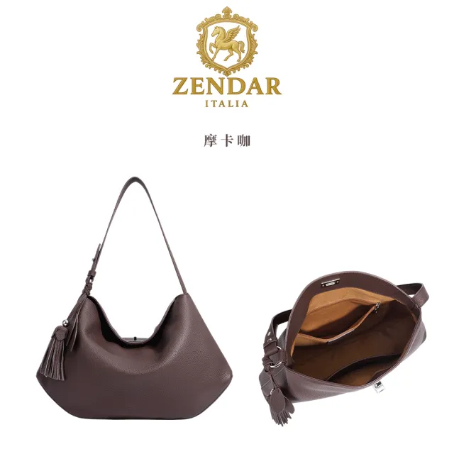 【ZENDAR】直播限定 限量1折 頂級小牛皮肩背包 茉莉系列 全新專櫃展示品(多色)