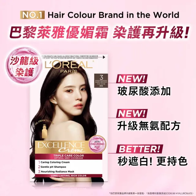 【L’OREAL Paris 巴黎萊雅】優媚霜三重護髮染髮霜x3入組-韓韶禧PICK/沙龍級染護