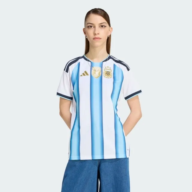 【adidas 愛迪達】2026世足afa H Jsy W D 女 藍白 世界盃 阿根廷 主場復刻版 短袖球衣(KA8125)