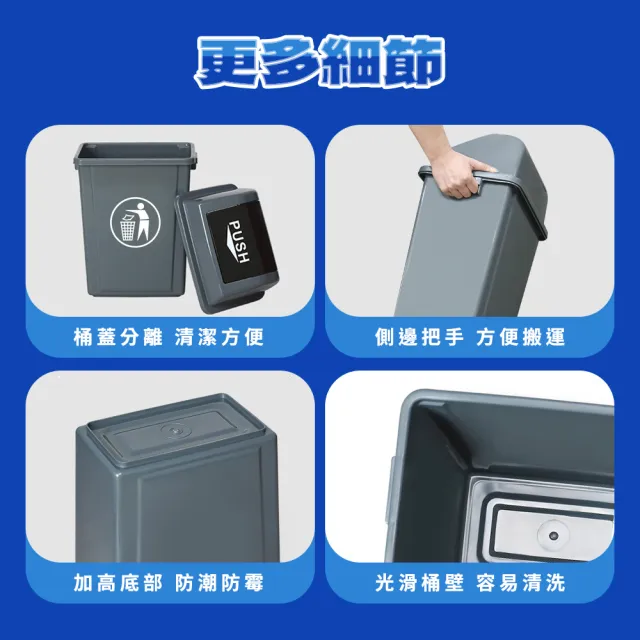 有蓋垃圾桶 40L 回收桶 密封垃圾桶 資源回收箱 商用垃圾桶 165-PTC40C(回收垃圾桶 方型垃圾桶)