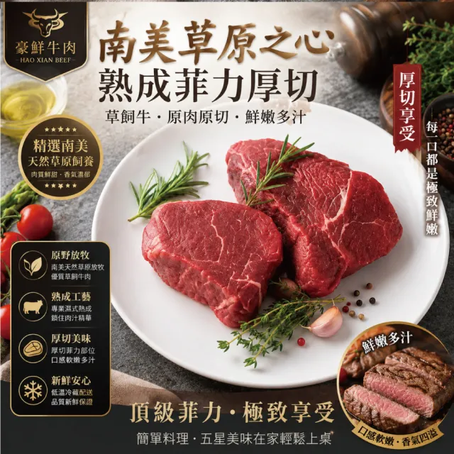【約克街肉舖】豪鮮_南美草原之心熟成菲力厚切6包(200g±10%/包)