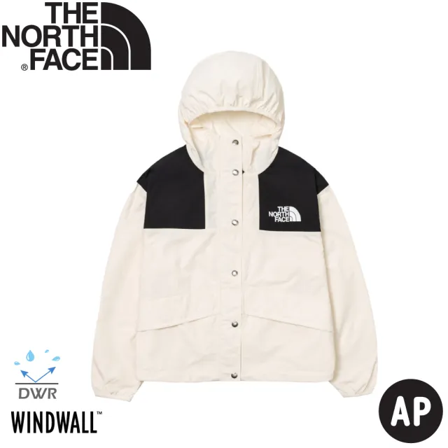 【The North Face】女 寬版連帽風衣外套 AP《沙丘白》5JXO/登山/防潑水/連帽/防風外套