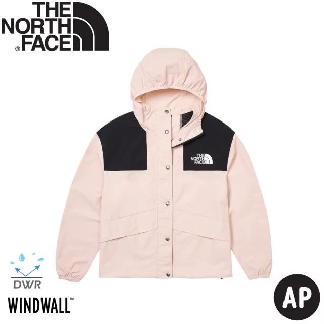 【The North Face】女 寬版連帽風衣外套 AP《粉》5JXO/登山/防潑水/連帽/防風外套