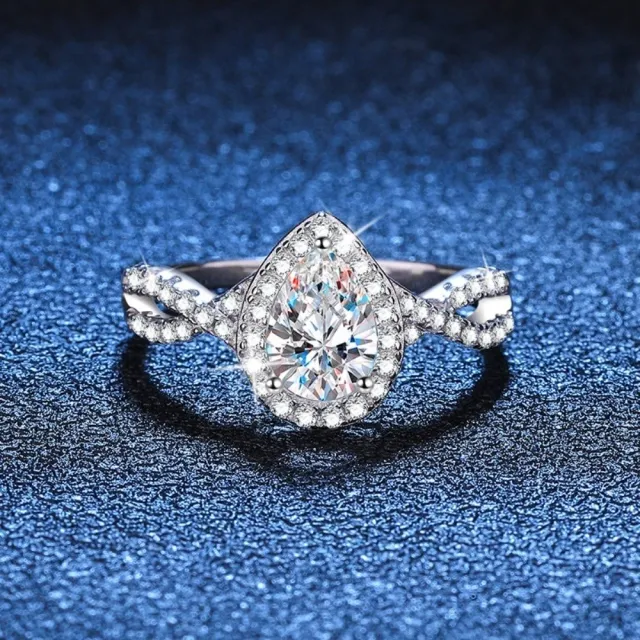 【巴黎精品】頂級莫桑鑽石戒指925純銀情侶對戒結婚戒-1克拉水滴線條釀鑽婚戒女飾品k3ac142