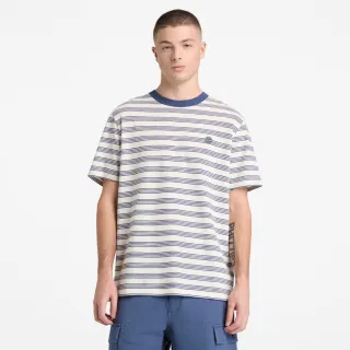 【Timberland】男款淡藍色條紋短袖T恤(A5SUNADP)