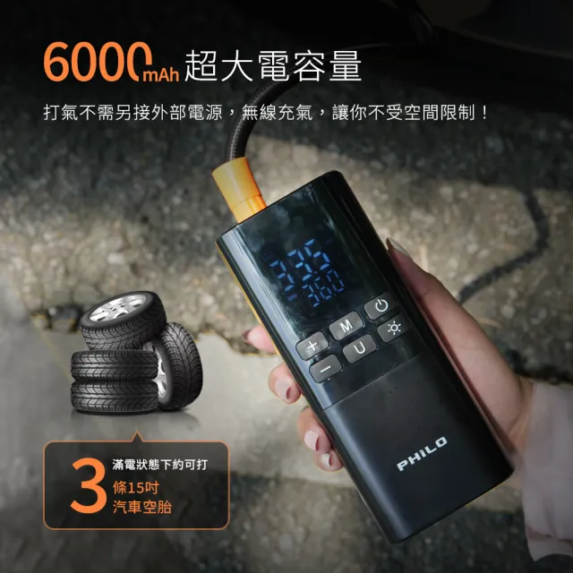 【Philo 飛樂】TP21Pro 無線電動打氣機｜充氣王(無線打氣機｜電動打氣機｜ 輪胎打氣機｜ 汽車百貨｜打氣機)
