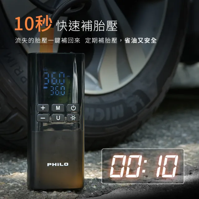 【Philo 飛樂】TP21Pro 無線電動打氣機｜充氣王(無線打氣機｜電動打氣機｜ 輪胎打氣機｜ 汽車百貨｜打氣機)