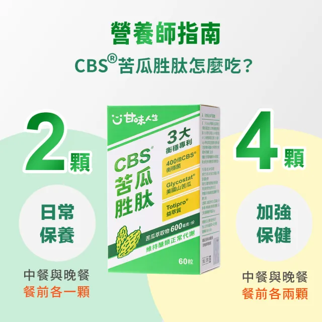【甘味人生】CBS苦瓜胜月太(60粒x4盒/檢場/衡穩配方:鉻酵母/美國專利山苦瓜/代謝平衡/送禮/父親節/77限時)