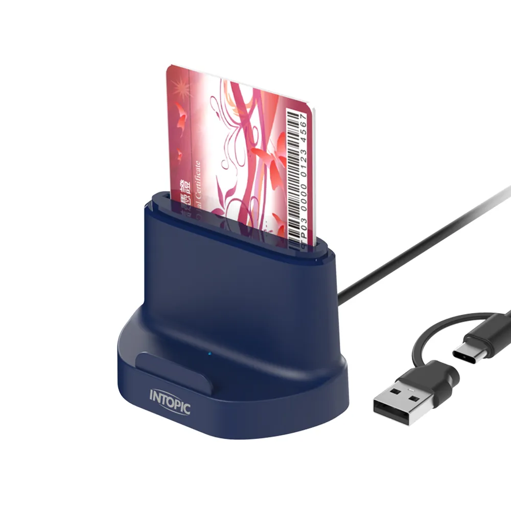 【INTOPIC】直立式晶片讀卡機(CR-51) USB-A&Type-C雙接頭