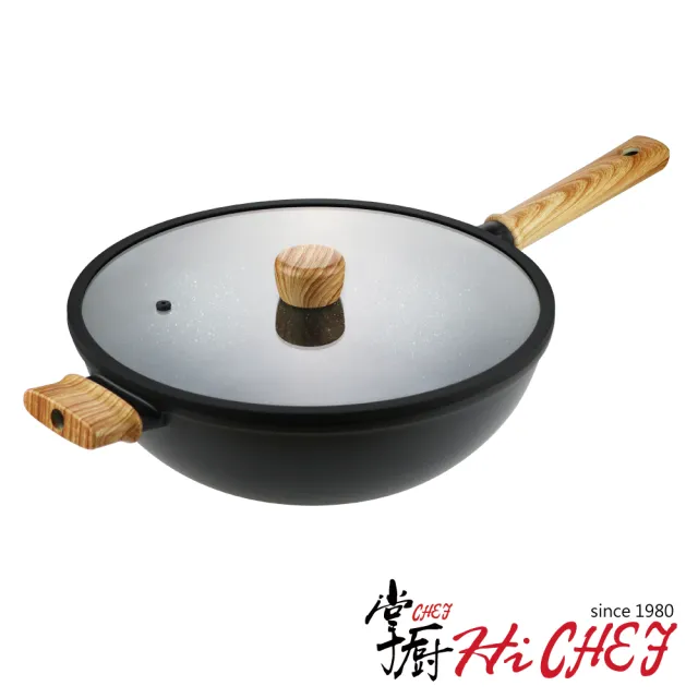 【CHEF 掌廚】森岩 鑄造不沾鍋煎炒鍋 33cm (IH爐/電磁爐可用)