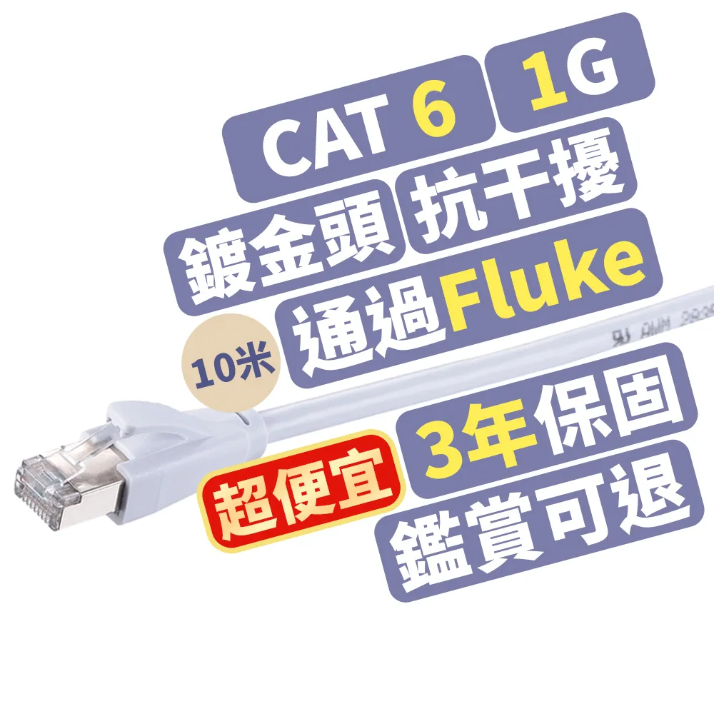 【PX 大通】CAT6網路線Fluke測試10米鋁合金250M乙太1G線纜RJ45攝影機POE交換器ADSL路由器MOD wifi7