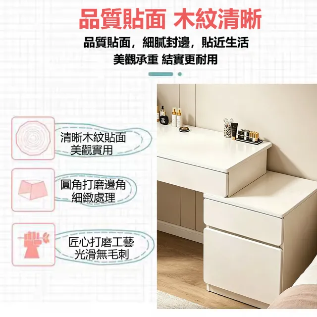【E-factory】梳妝台 化妝桌 桌櫃一體梳妝臺 梳妝儲物二合一 梳妝台收納櫃 185-ZJ三抽一門梳妝台（白色）