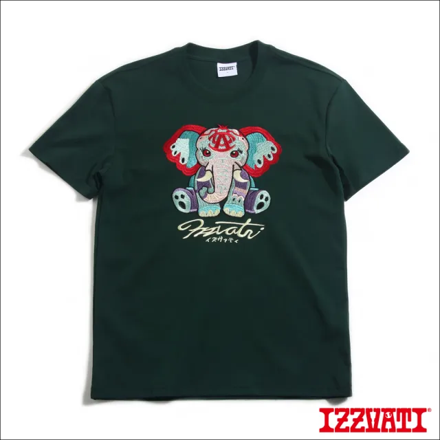 【IZZVATI】小象繡花短T-綠色 (品牌LOGO系列)