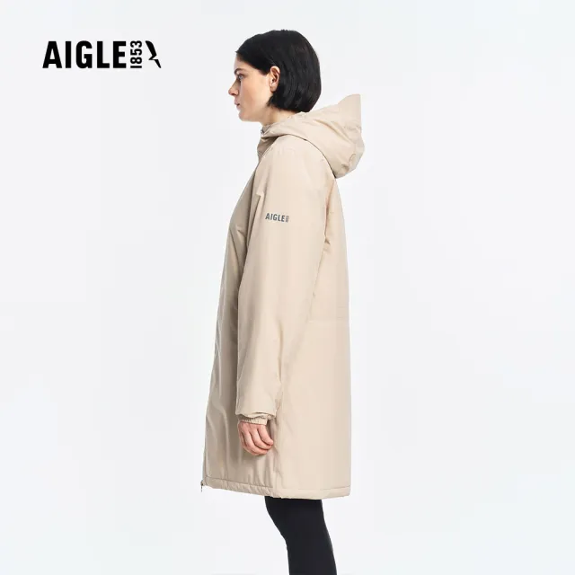 【AIGLE】防水保暖長版外套｜AG-FBM50A186 杏色(防水外套 防風外套 保暖外套 大衣)