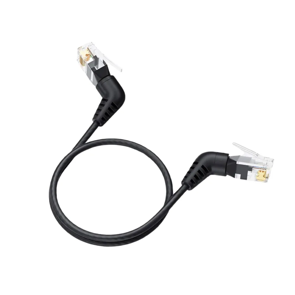 【UniSync】彎頭旋轉設計 Cat6a 10Gbps極速電競網路線 黑 1M