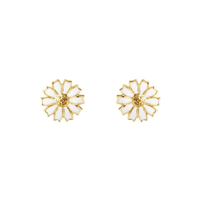 【Georg Jensen 喬治傑生】DAISY 耳釘 - 線上獨賣款(18K黃金電鍍純銀 白瓷琺瑯)
