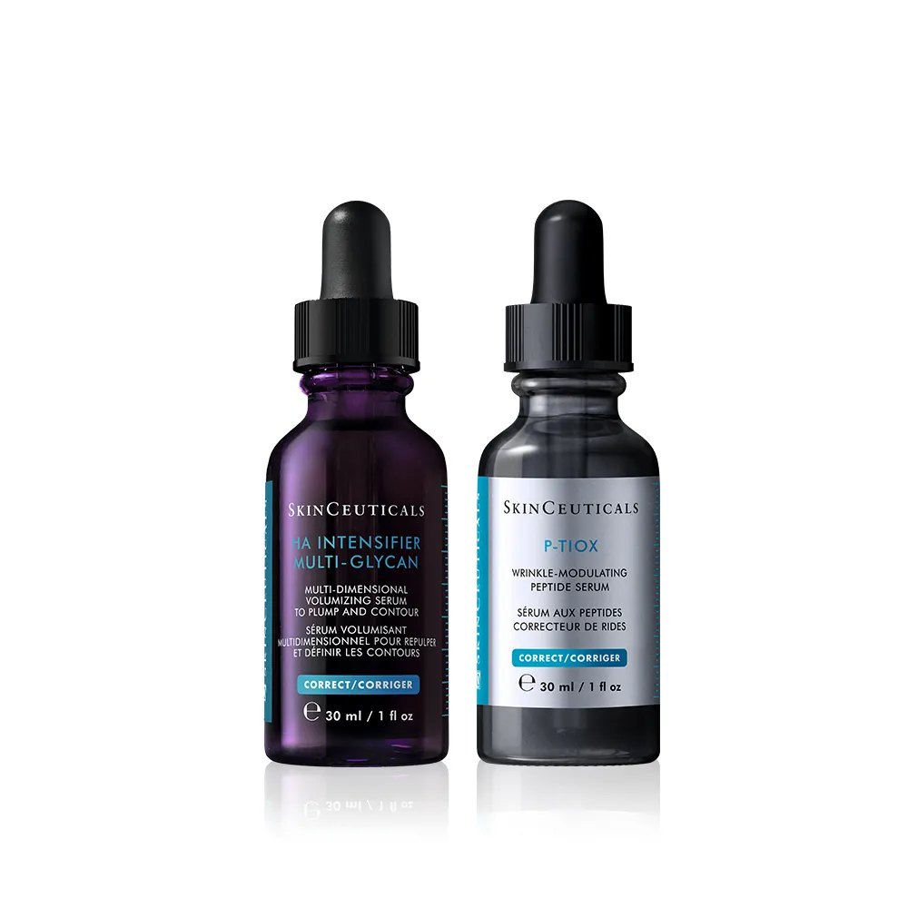 【Skin Ceuticals 修麗可】澎彈撫紋精選★P-TIOX 超胜肽抗皺極光精華+HA塑顏緊緻超彈力紫米精華