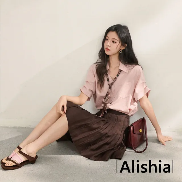 【Alishia】日系簡約溫柔百搭口袋襯衫 上衣 S-XL (米白色/粉色/綠色)