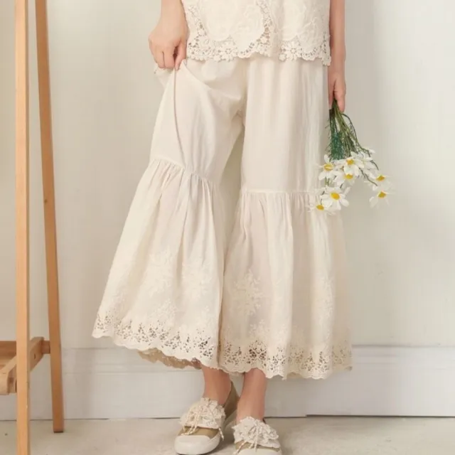 【巴黎精品】休閒褲日系長褲(薄款清新寬鬆喇叭女褲子3色n1ja4)