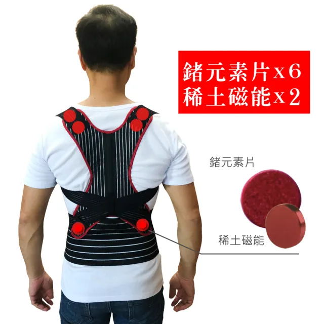 【菁炭元素】鍺+磁能挺立開肩護腰帶1入(6顆鍺片 2顆磁石 電視節目推薦 鍺 磁力貼 挺背 護腰)