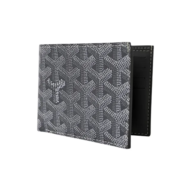 【GOYARD 高雅德】Victoire 帆布LOGO牛皮八卡短夾(灰/內裡淺灰)