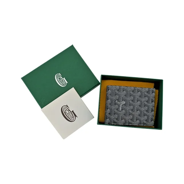 【GOYARD 高雅德】Victoire 帆布LOGO牛皮八卡短夾(灰/內裡淺灰)