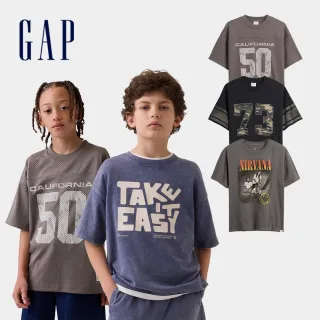 【GAP】兒童寬版舒適圖案短袖T恤-多款任選(890733&747751&887414)