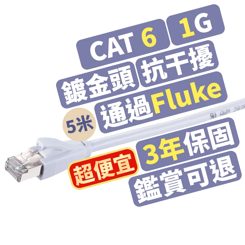 【PX 大通】CAT6網路線Fluke測試5米鋁合金250M乙太1G線纜RJ45攝影機POE交換器ADSL路由器MOD wifi7