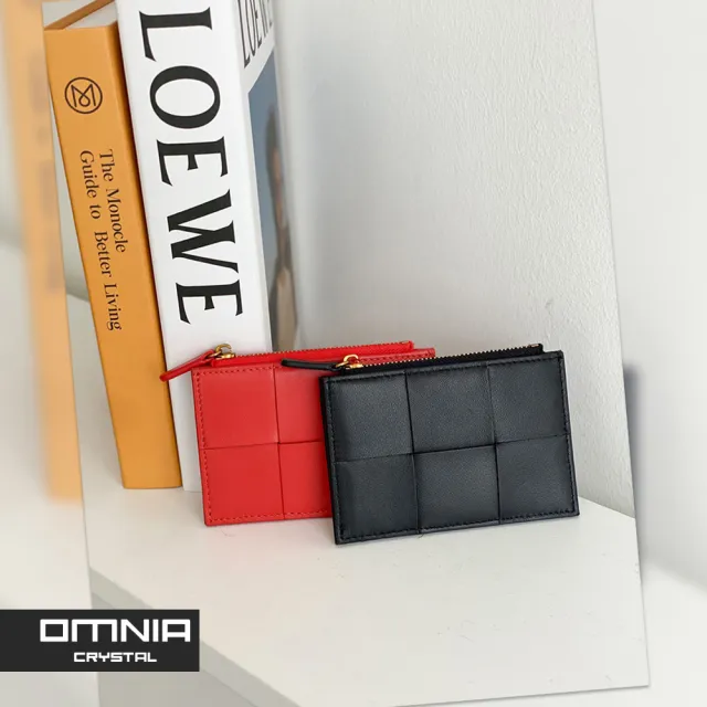 【WHOSE BAG】雙11 韓國OMNIA羊皮編織風卡夾真皮錢包｜多卡位女用皮夾 附禮盒 NO.3365I
