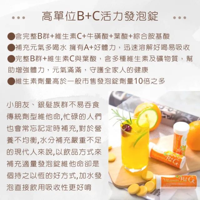 【SALVIA】Salvia 活力B+C發泡錠3入組共30錠(完整B群、維生素C、牛磺酸、葉酸、綜合胺基酸)